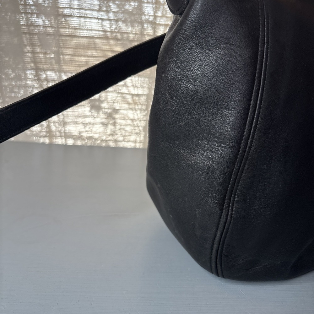 Vintage COACH Black Leather, Monterey Hobo Shoulder Bucket Bag, 90s USA - Picture 10 of 16